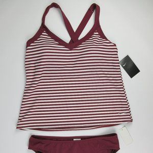 NWT $96 Nike Womens L Striped Racerback Swim Set